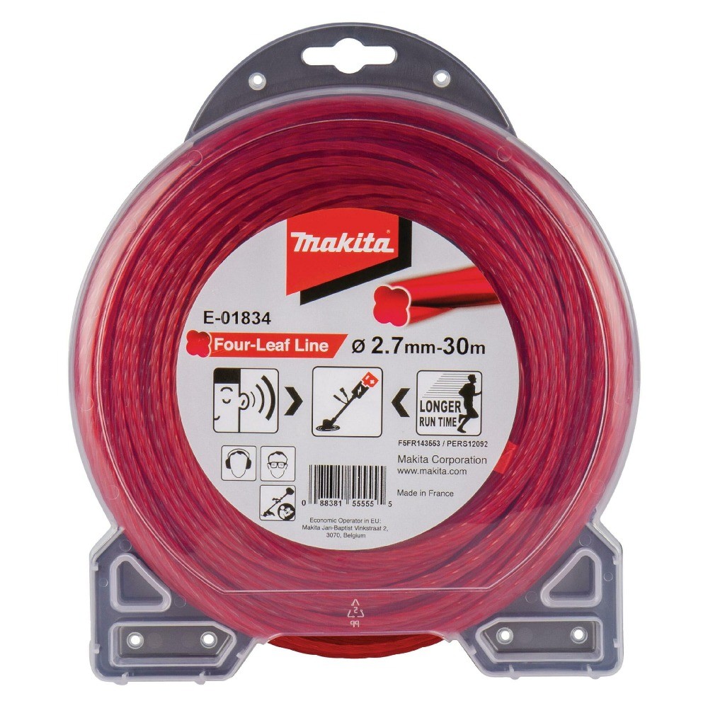 เอ็นไนล่อนตัดหญ้า 4 กลีบ MAKITA E 01834 ขนาด 2 7 มม  × 30 ม  สีแดง