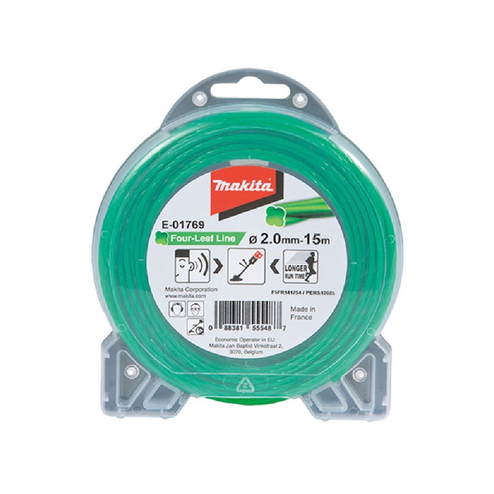 เอ็นไนล่อนตัดหญ้า 4 กลีบ MAKITA E 01769 ขนาด 2 มม  × 15 ม  สีเขียว