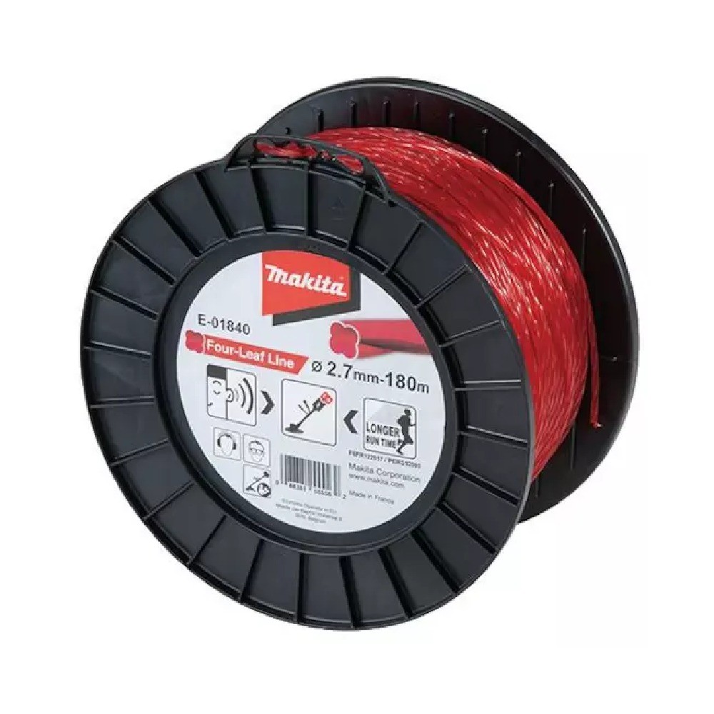 เอ็นไนล่อนตัดหญ้า 4 กลีบ MAKITA E 01840 ขนาด 2 7 มม  × 180 ม  สีแดง