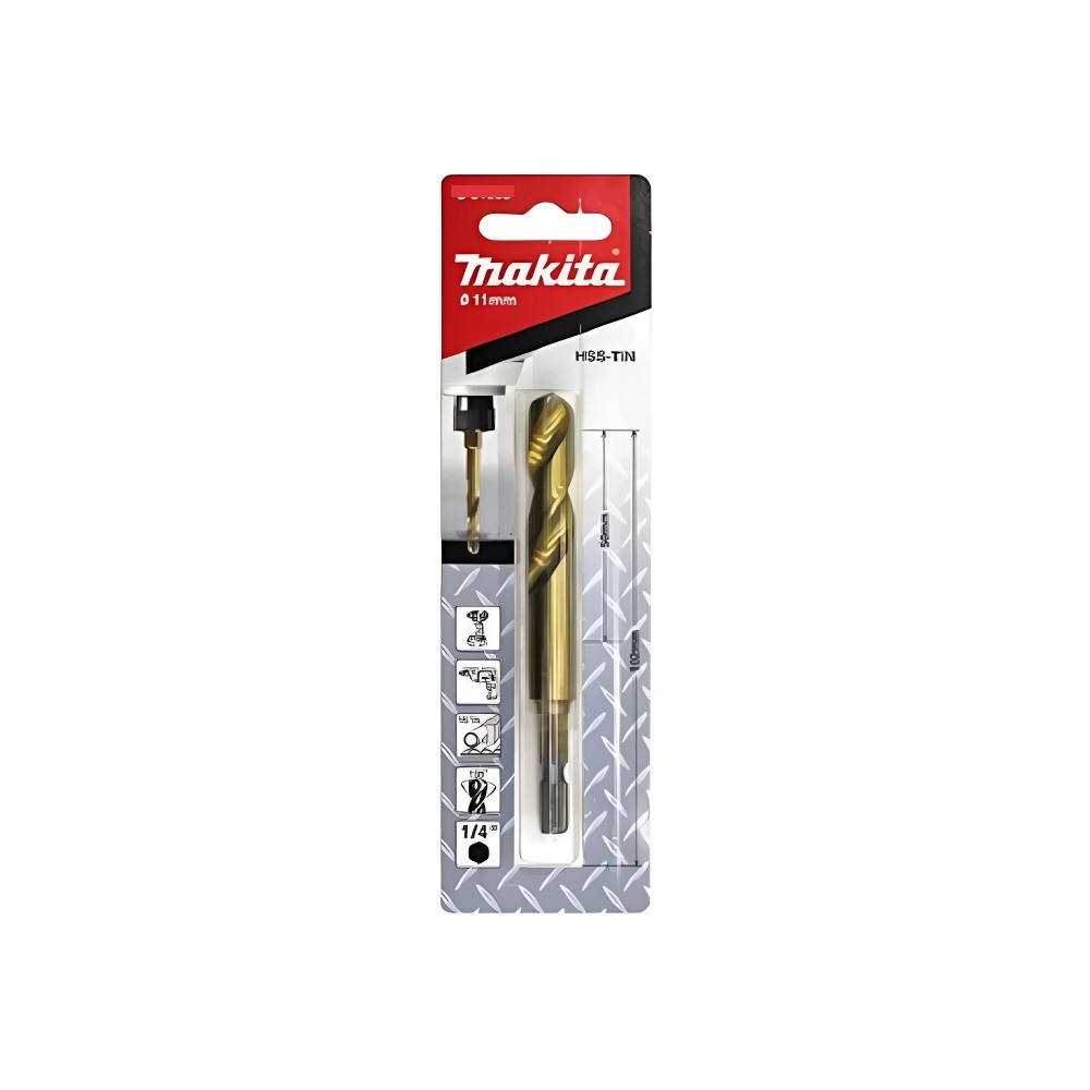 ดอกสว่าน HSS TiN สำหรับบล็อกกระแทก MAKITA B 51253 ขนาด 11×102×50 มม 