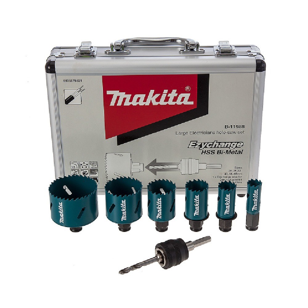 ชุดโฮลซอ Ezychange HS พร้อมอะแดปเตอร์ MAKITA B 11988  20  25  32  40  51  65 มม   6 ชิ้น ชุด