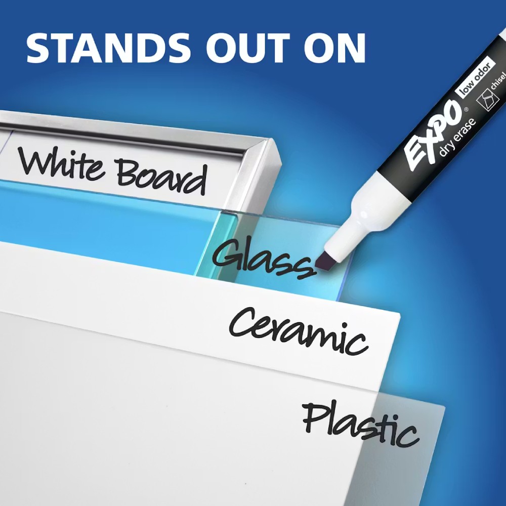 ปากกาไวท์บอร์ด EXPO&nbsp;1920940A Low Odor Classroom Pack สีดำ หัวตัด  กล่อง 36 ชิ้น 