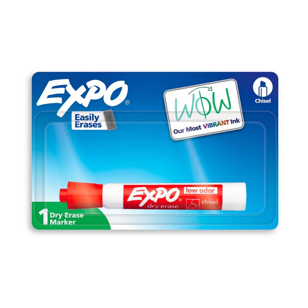 ปากกาไวท์บอร์ด EXPO&nbsp;80002A Low Odor Dry Erase Markers สีแดง หัวตัด