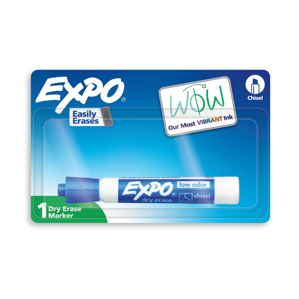 ปากกาไวท์บอร์ด EXPO&nbsp;80003A Low Odor Dry Erase Markers สีน้ำเงิน หัวตัด