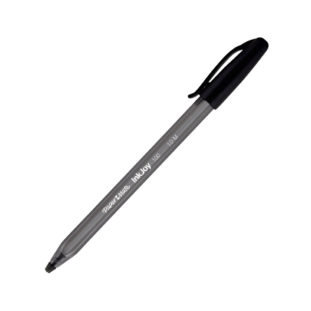 ปากกาลูกลื่น Paper Mate S0957120 InkJoy 100 หัว 1 0 มม  แบบปลอก สีดำ เขียนลื่น ราคาสุดคุ้ม