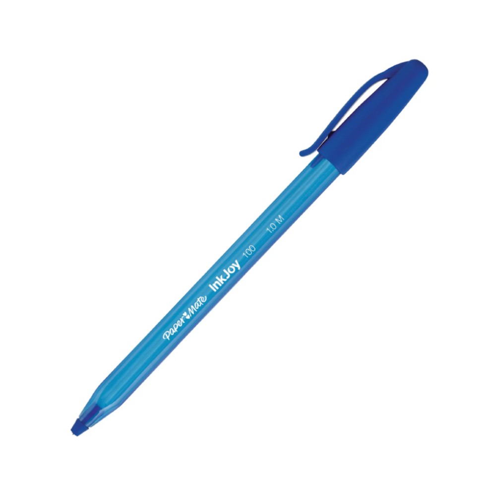 ปากกาลูกลื่น Paper Mate&nbsp;S0957130 InkJoy 100 Stick 1 0 มม  แบบปลอก สีน้ำเงิน เขียนลื่น ราคาสุดคุ้ม