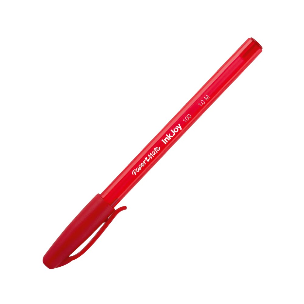 ปากกาลูกลื่น Paper Mate&nbsp;S0957140 InkJoy 100 Stick 1 0 มม  แบบปลอก สีแดง เขียนลื่น ราคาสุดคุ้ม
