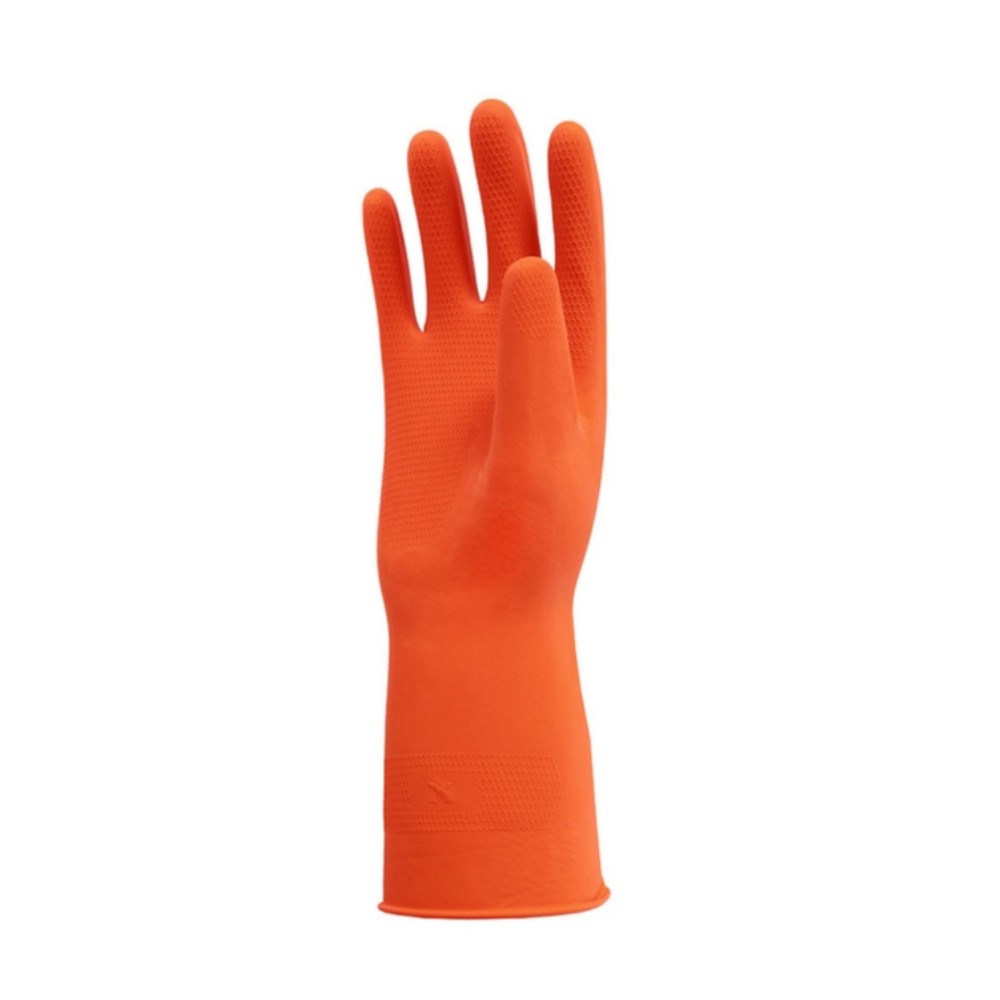 ถุงมือยางธรรมชาติ MASTER GLOVE 4D ไซส์ M ความยาว 13 นิ้ว สีส้ม