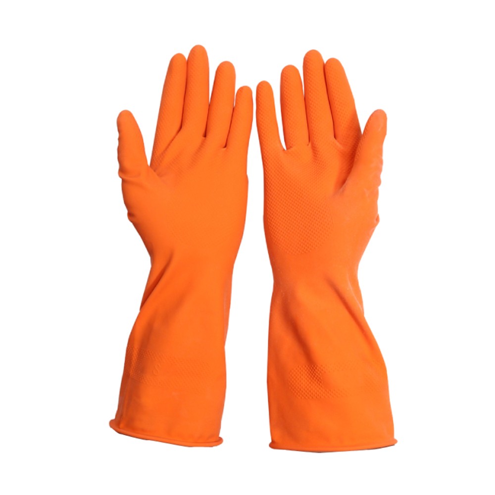 ถุงมือยางธรรมชาติ MASTER GLOVE 4D ไซส์ M สีส้ม