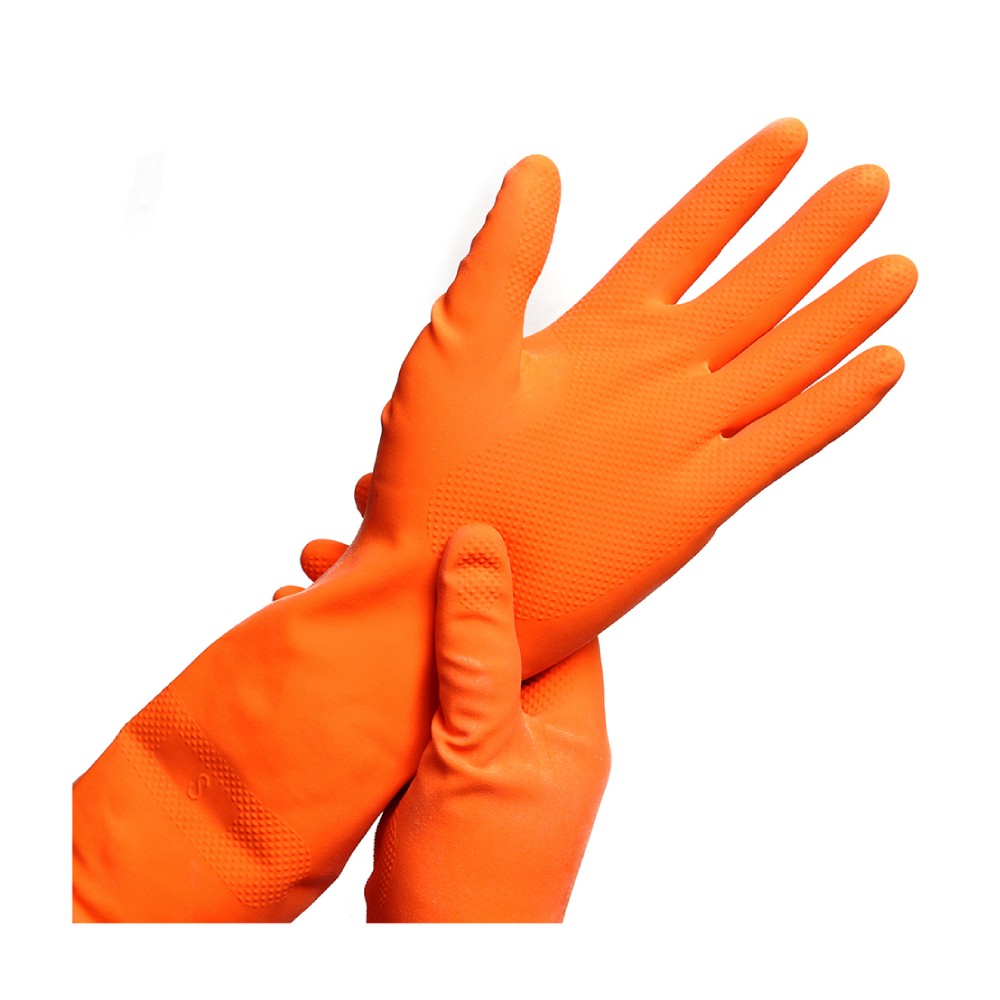 ถุงมือยางธรรมชาติ MASTER GLOVE 4D ไซส์ M สีส้ม