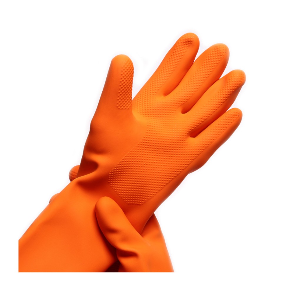 ถุงมือยางธรรมชาติ MASTER GLOVE ไซส์ L ความยาว 16 นิ้ว สีส้ม