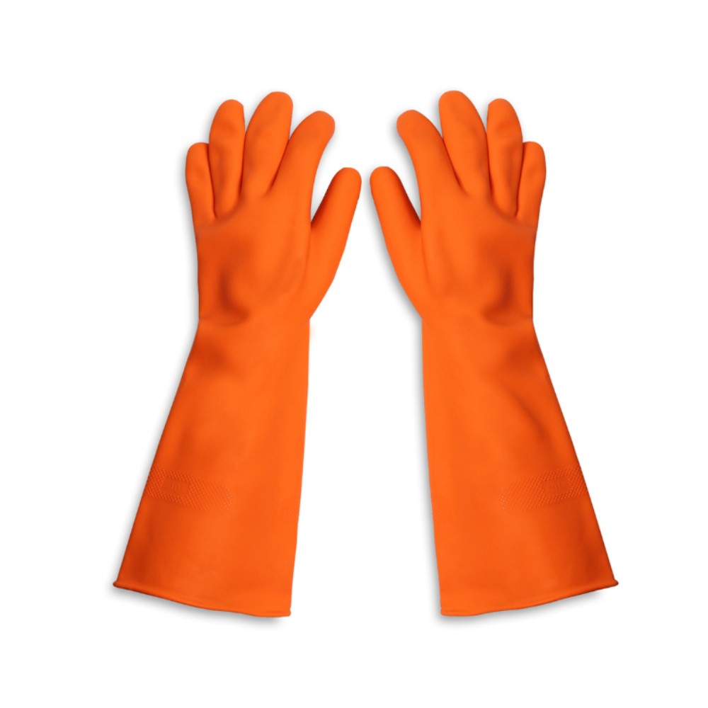 ถุงมือยางธรรมชาติ MASTER GLOVE ไซส์ XL ความยาว 16 นิ้ว สีส้ม