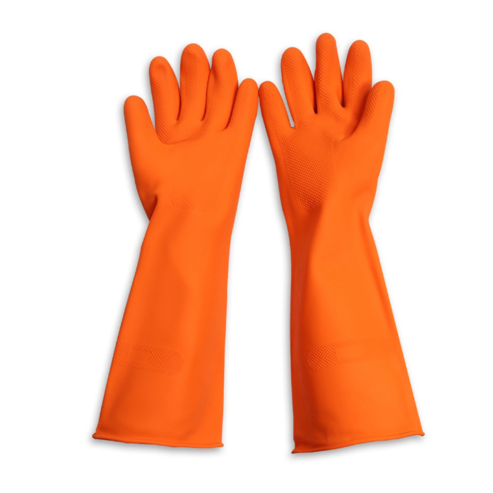 ถุงมือยางธรรมชาติ MASTER GLOVE ไซส์ XL ความยาว 16 นิ้ว สีส้ม