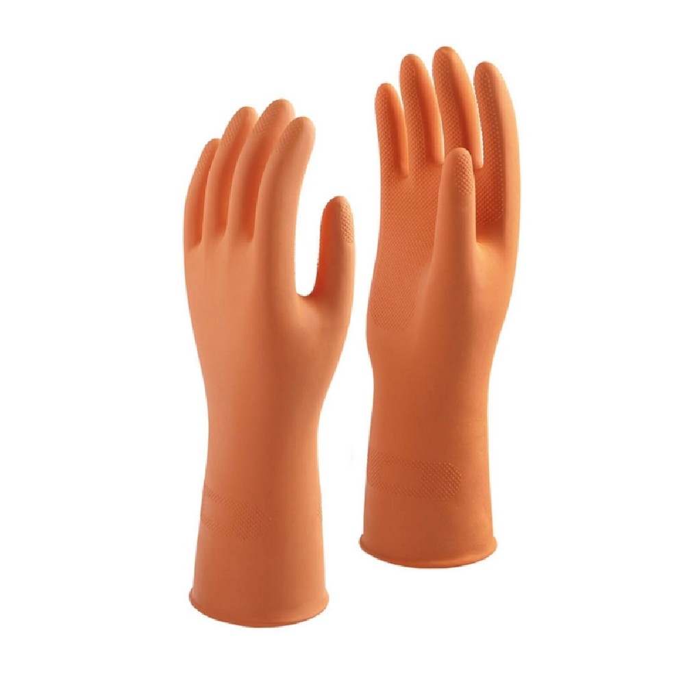 ถุงมือยางธรรมชาติ MASTER GLOVE ไซส์ S ความยาว 13 นิ้ว สีส้ม