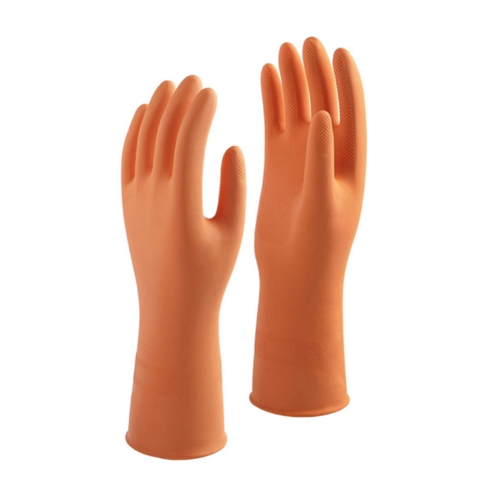 ถุงมือยางธรรมชาติ MASTER GLOVE ไซส์ M ความยาว 13 นิ้ว สีส้ม
