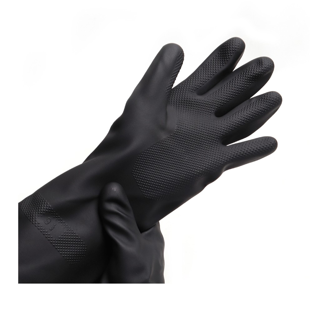 ถุงมือยางธรรมชาติ MASTER GLOVE ไซส์ XL ความยาว 16 นิ้ว สีดำ