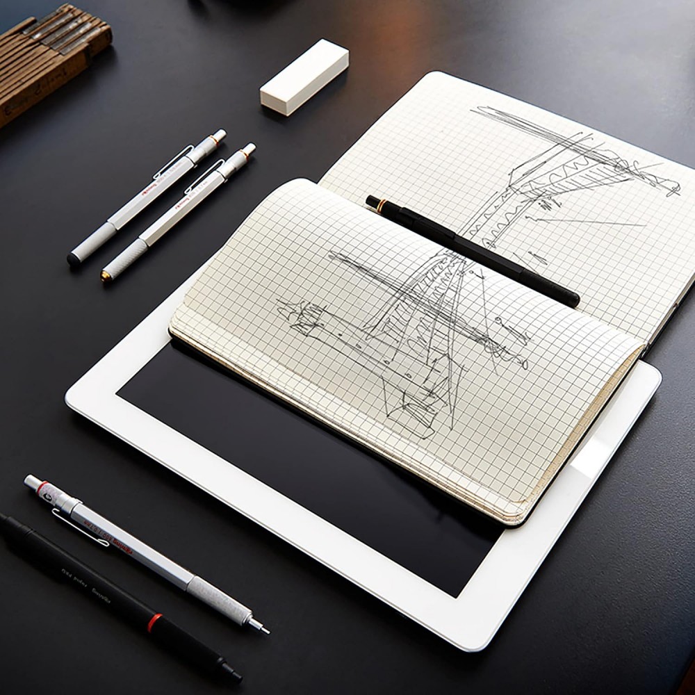 ดินสอกด Rotring 800  Stylus 0 5 มม  สีดำ ตัวท็อป หัวเก็บได้ ด้ามโลหะ สำหรับสถาปนิก