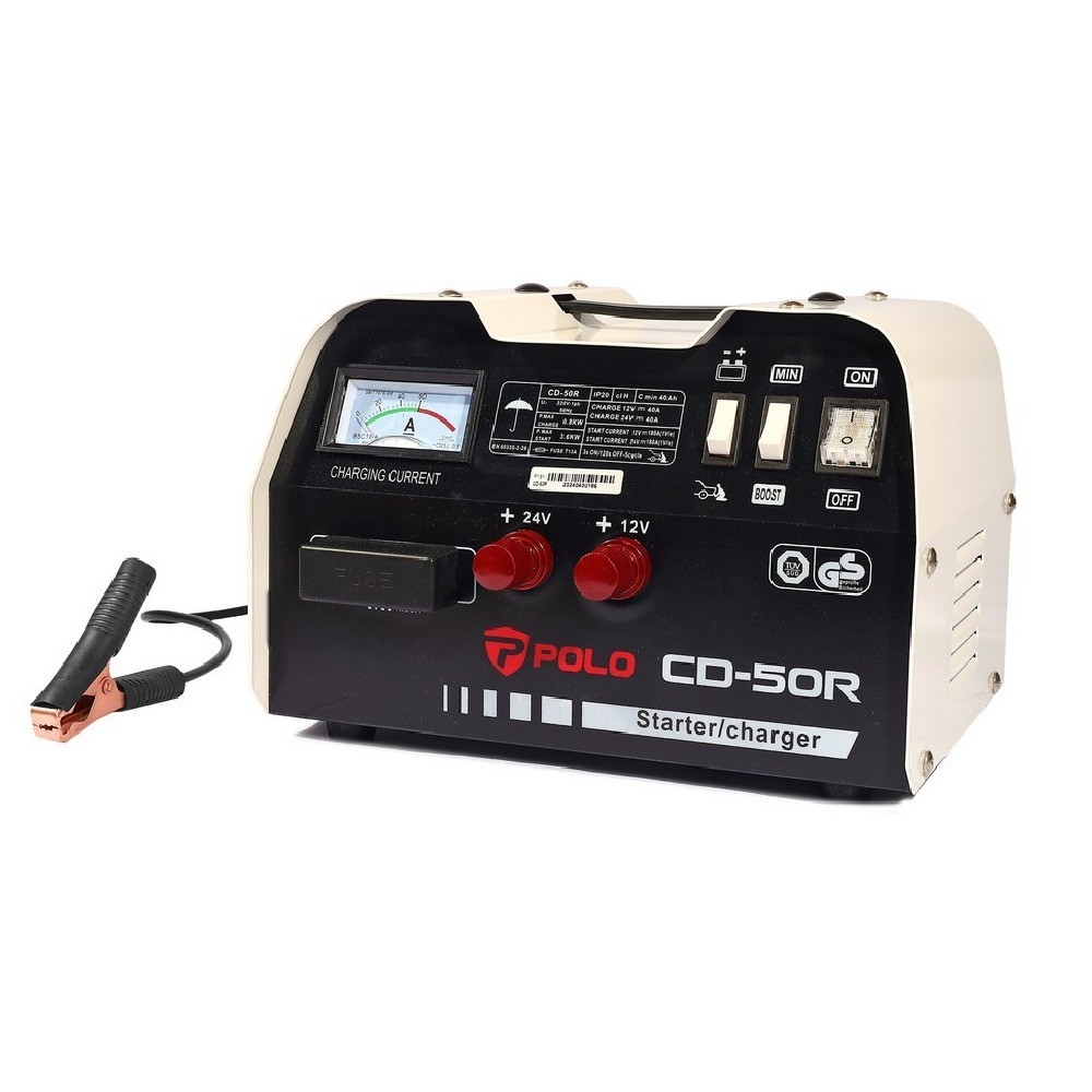 เครื่องชาร์จแบตเตอรี่ POLO รุ่น P191 CD50R กระแสชาร์จ 40 A พร้อมฟังก์ชันสตาร์ท