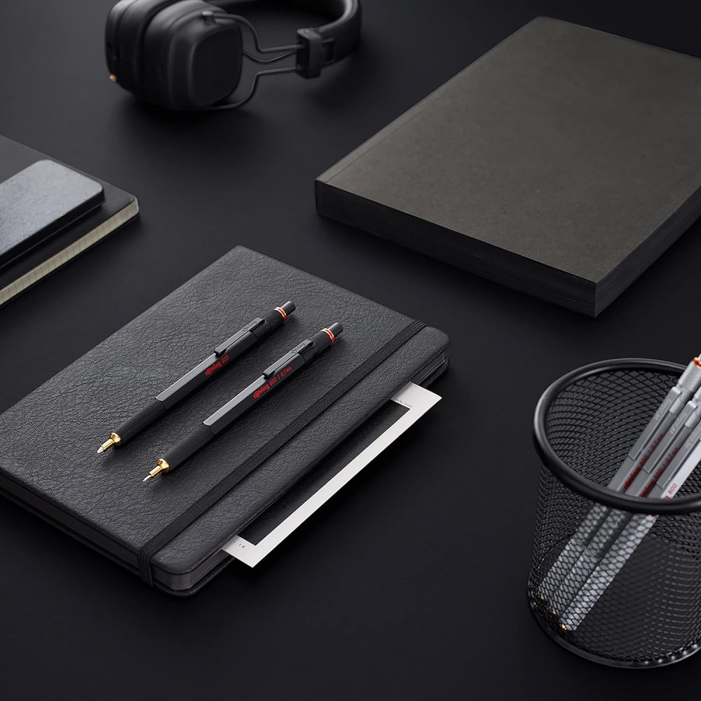ดินสอกด Rotring 800 สีดำ 0 5 มม  หัวเก็บได้ ด้ามโลหะ  1904447 