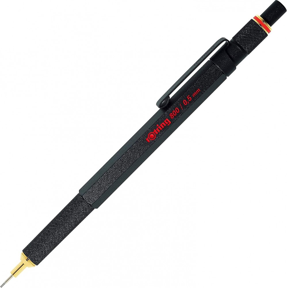 ดินสอกด Rotring 800 สีดำ 0 5 มม  หัวเก็บได้ ด้ามโลหะ  1904447 