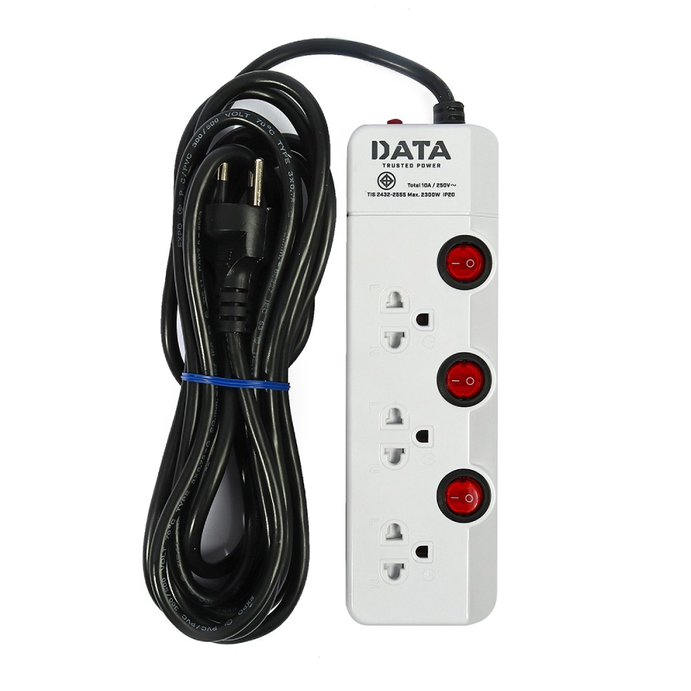 ปลั๊กพ่วง DATA HM3359 มอก  3 ช่อง 3 สวิตซ์แยก ความยาว 5 เมตร