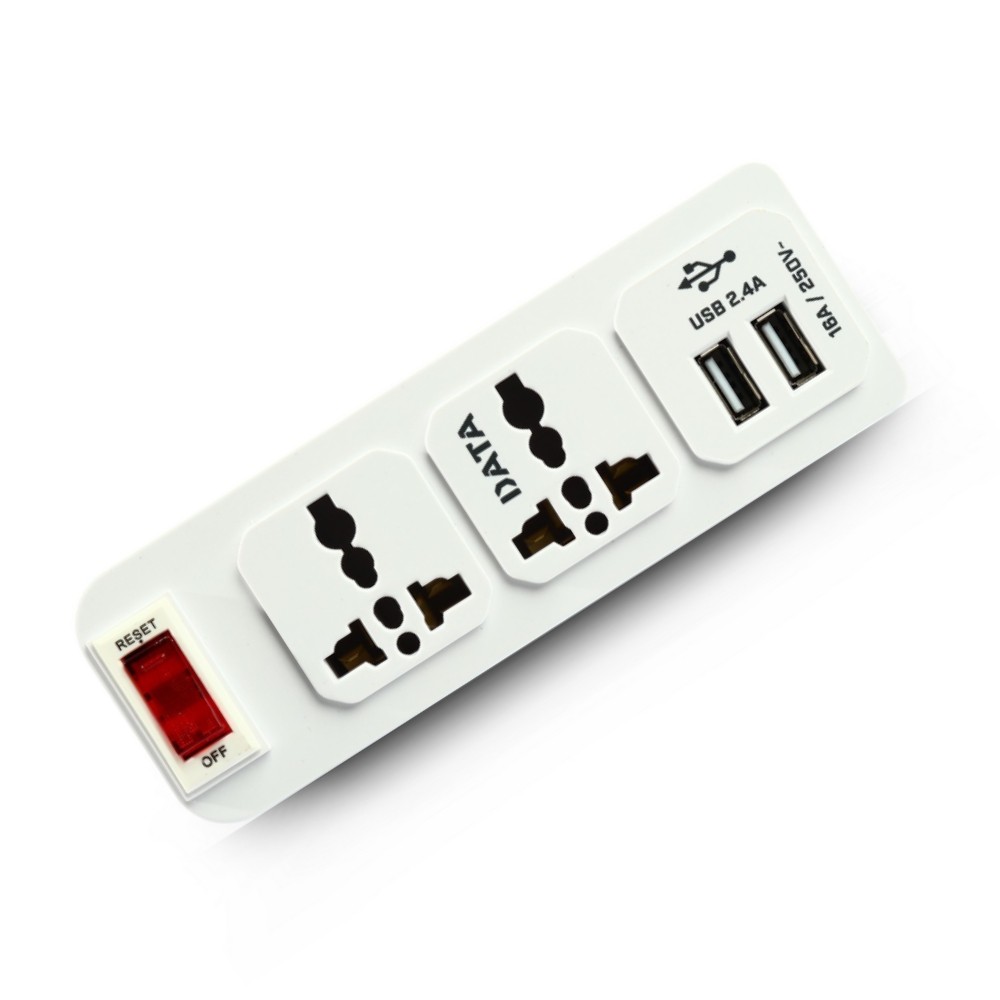 หัวแปลงปลั๊กไฟ อะแดปเตอร์ Universal DATA AL56 2 ช่อง 1 สวิตซ์ พร้อมพอร์ต USB