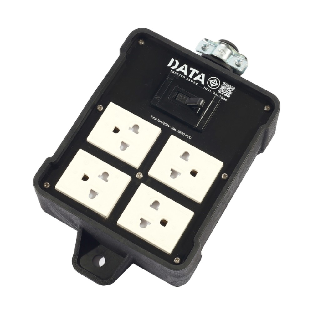 บล็อกยาง DATA DB416 ขนาด 4ช่อง เบรคเกอร์ ไม่มีสายไฟ 