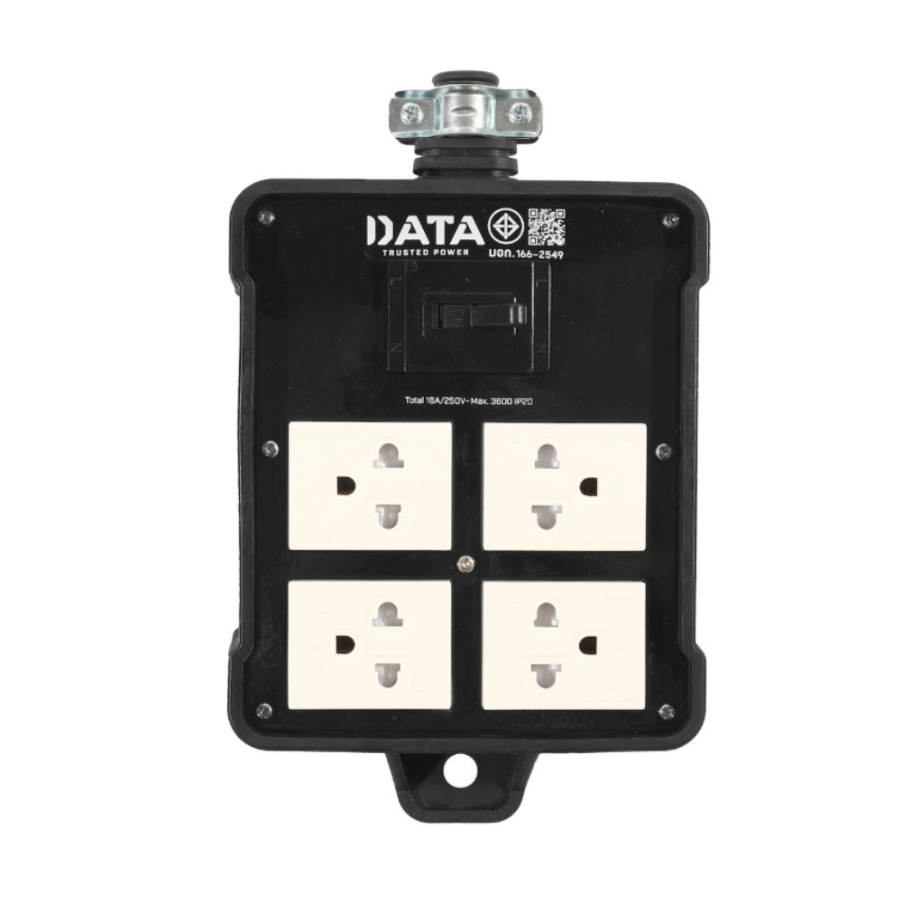 บล็อกยาง DATA DB416 ขนาด 4ช่อง เบรคเกอร์ ไม่มีสายไฟ 