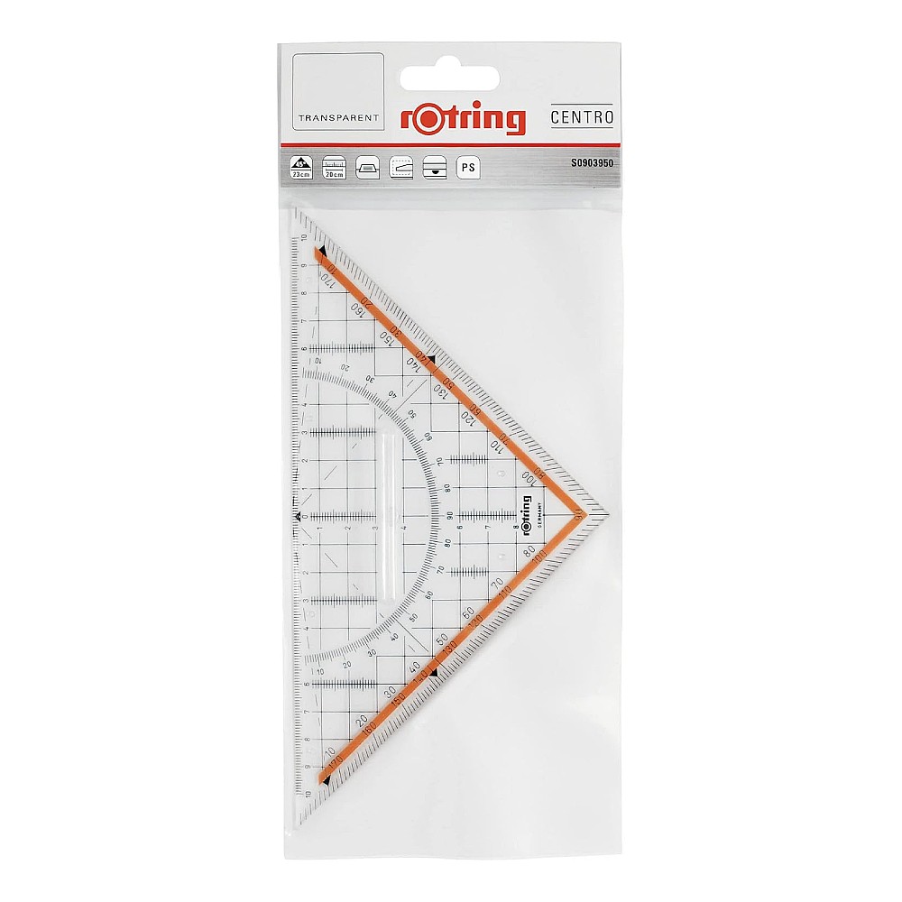 ไม้ฉากสามเหลี่ยม Rotring Set Square 23Cm อะคริลิคใส หนา ทนทาน งานเขียนแบบ  S0903950 