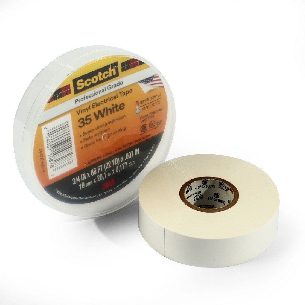 เทปพันสายไฟ SCOTCH 35 VINYL 3M รุ่น Z053 0045W สีขาว ขนาด 3 4 นิ้ว × 66 FT