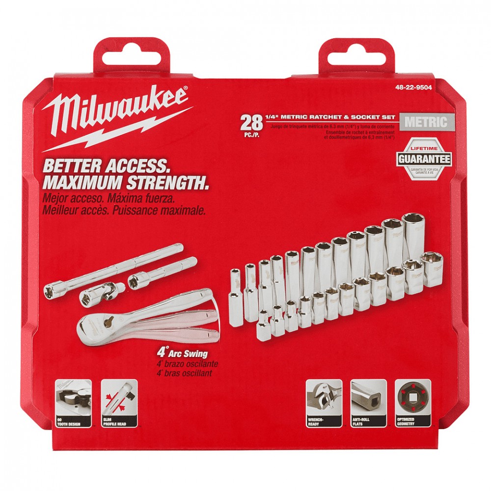 ชุดประแจบล็อค MILWAUKEE 48-22-9504 1/4 นิ้ว (28 ชิ้น) socket wrench set