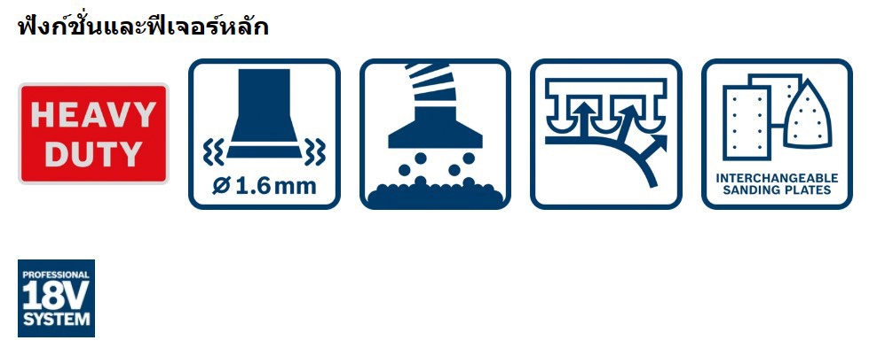 เครื่องขัดกระดาษทรายแบบสั่นไร้สาย BOSCH รุ่น GSS 18 V-LI (ตัวเปล่า)