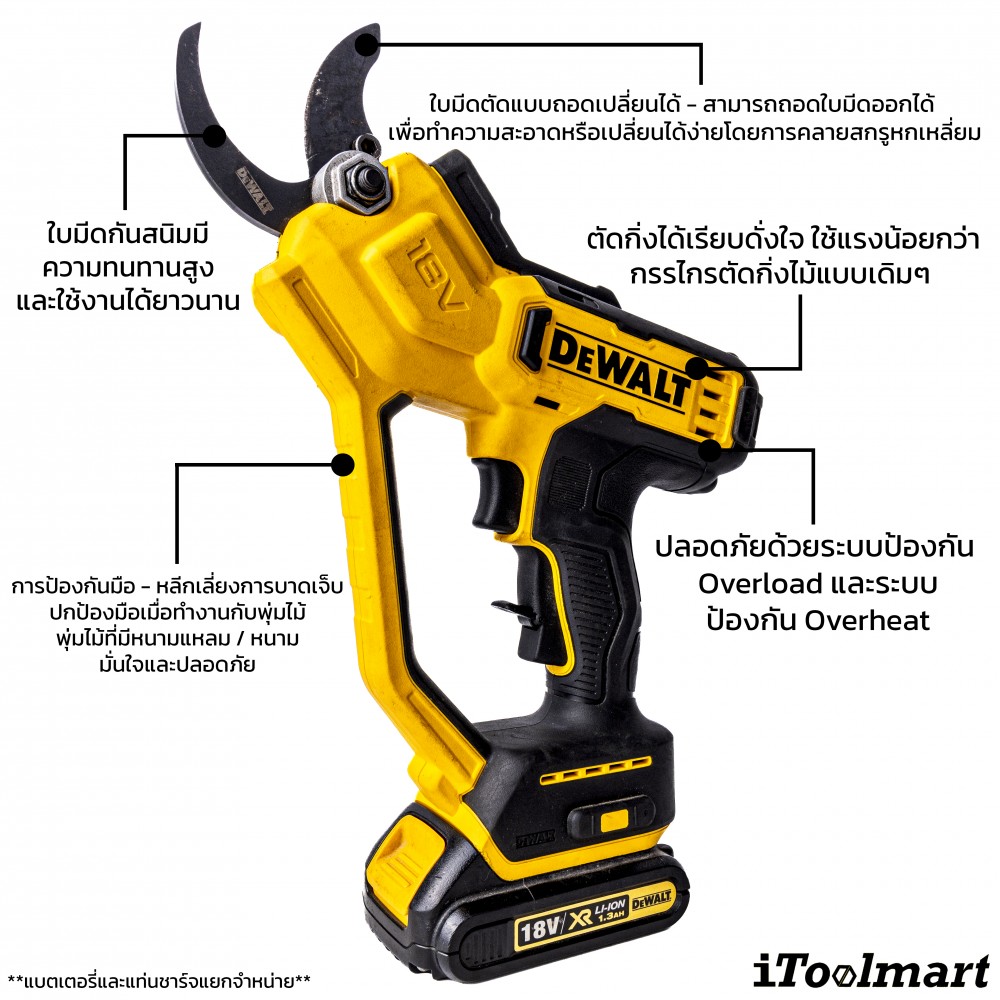กรรไกรตัดกิ่งไม้ไร้สาย DeWALT DCMPP568 18V. (ตัวเปล่า)