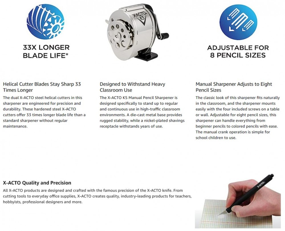 กบเหลาดินสอ X-ACTO ‎1031 KS Manual Pencil Sharpener