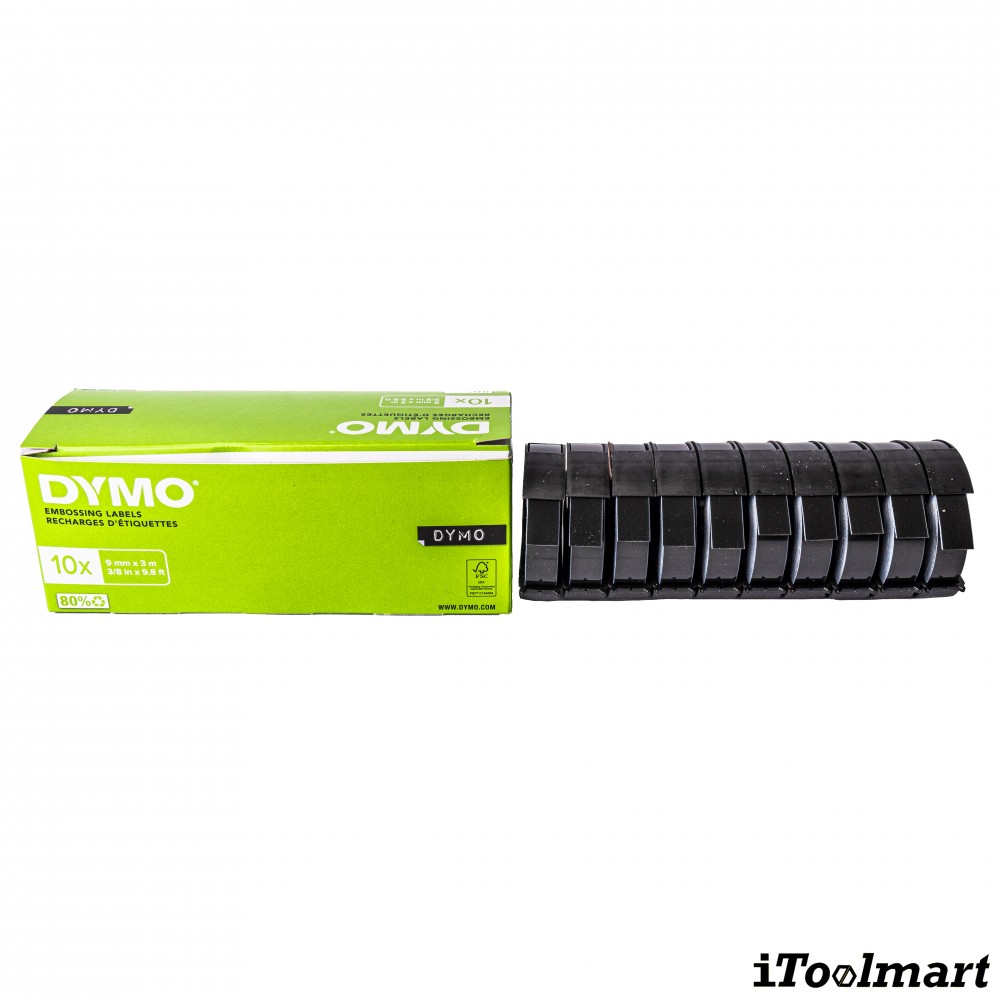 DYMO 520109 Tape global DY EMB 9 mm. x 3 m. BLACK (10pcs)