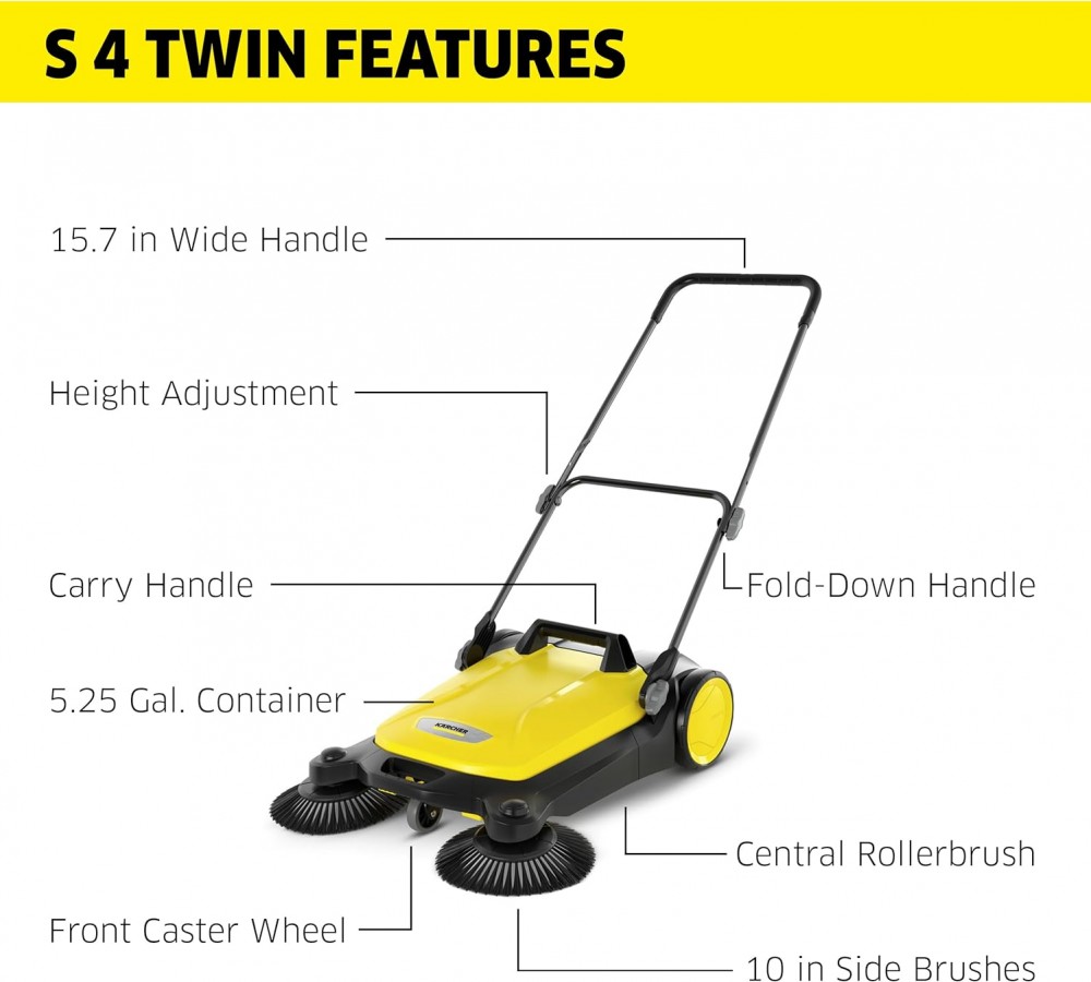 เครื่องกวาดพื้น Karcher S 4 TWIN เครื่องกวาดพื้นแบบเดินตาม 1.766-360.0
