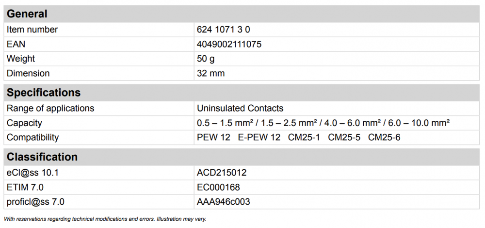 หัวย้ำ ดายย้ำ Rennsteig 624 1071 3 0 สำหรับเครื่องย้ำ PEW 12, E-PEW 12, CM 25-1, CM 25-5, CM 25-6