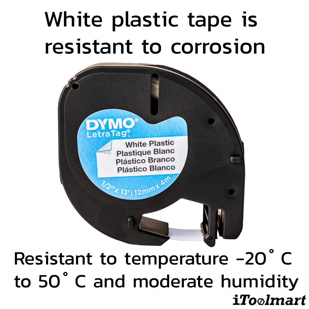 Tape plastic DYMO S0721660 LETRATAG 12 mm. x 4 m. WHITE