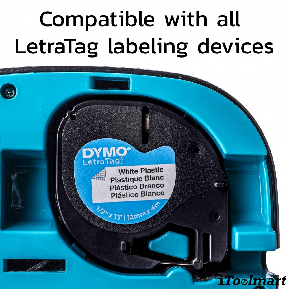 Tape plastic DYMO S0721660 LETRATAG 12 mm. x 4 m. WHITE