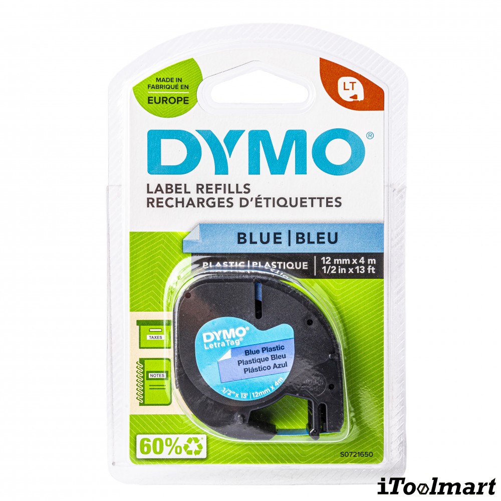Tape plastic DYMO S0721650 Letratag 12 mm. x 4 m. BLUE