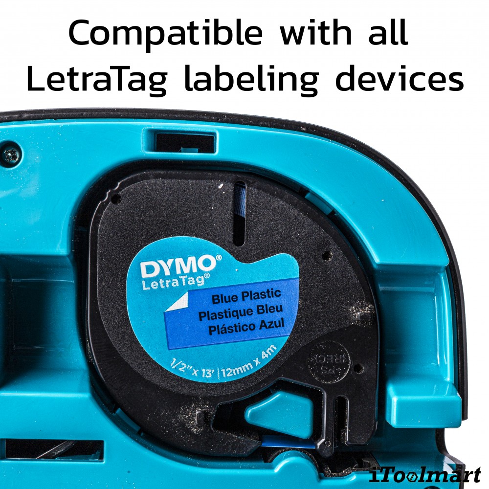 Tape plastic DYMO S0721650 Letratag 12 mm. x 4 m. BLUE