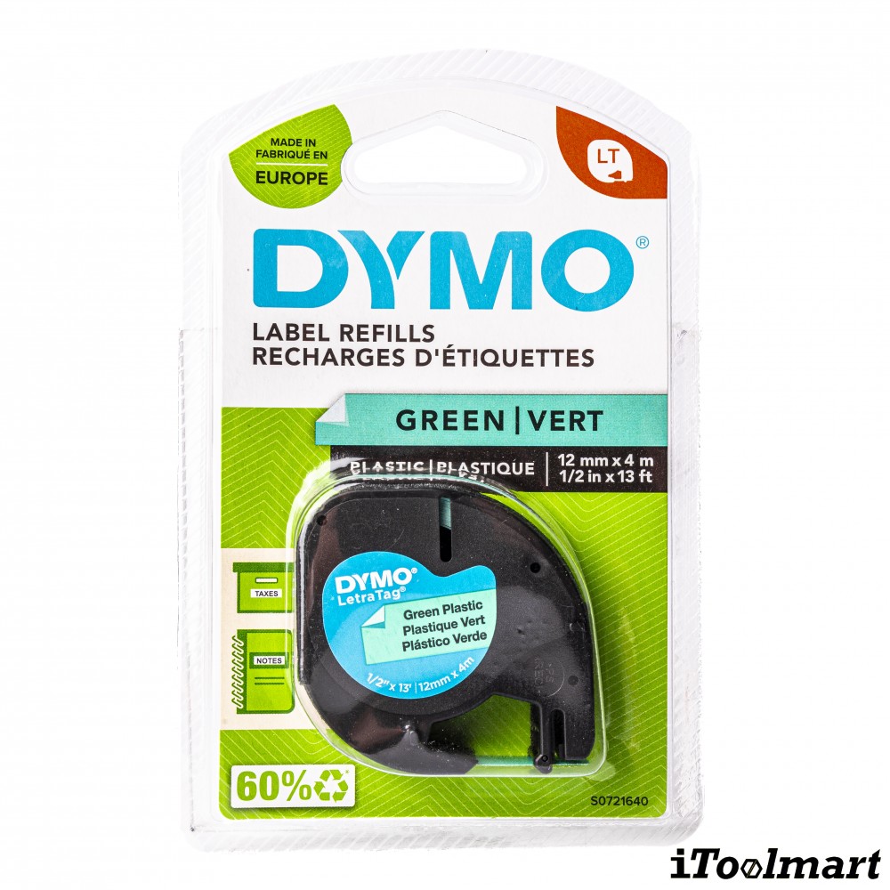 Tape plastic DYMO S0721640 Letratag 12 mm. x 4 m. GREEN