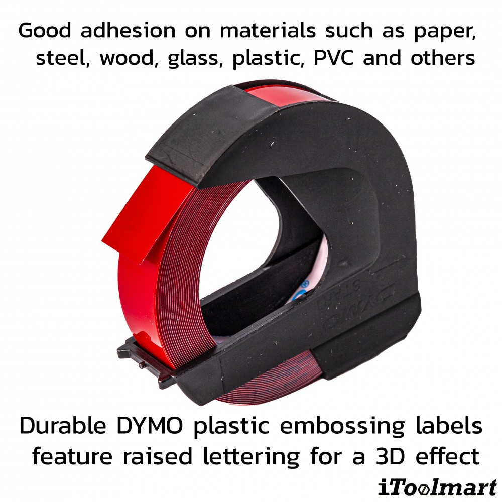 Tape global DYMO 520102 DY EMB 9 mm. x 3 m. Red