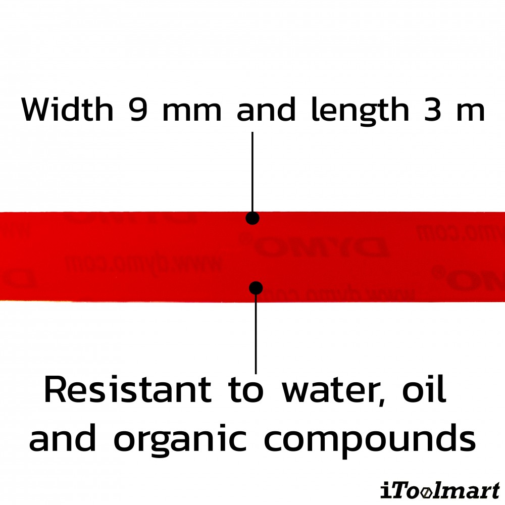 Tape global DYMO 520102 DY EMB 9 mm. x 3 m. Red