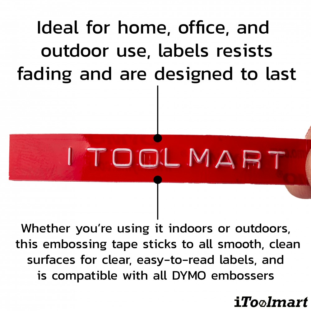 Tape global DYMO 520102 DY EMB 9 mm. x 3 m. Red