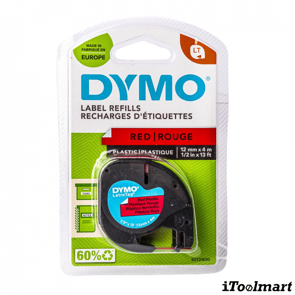 Tape plastic DYMO S0721630 Letratag 12 mm. x 4 m. RED