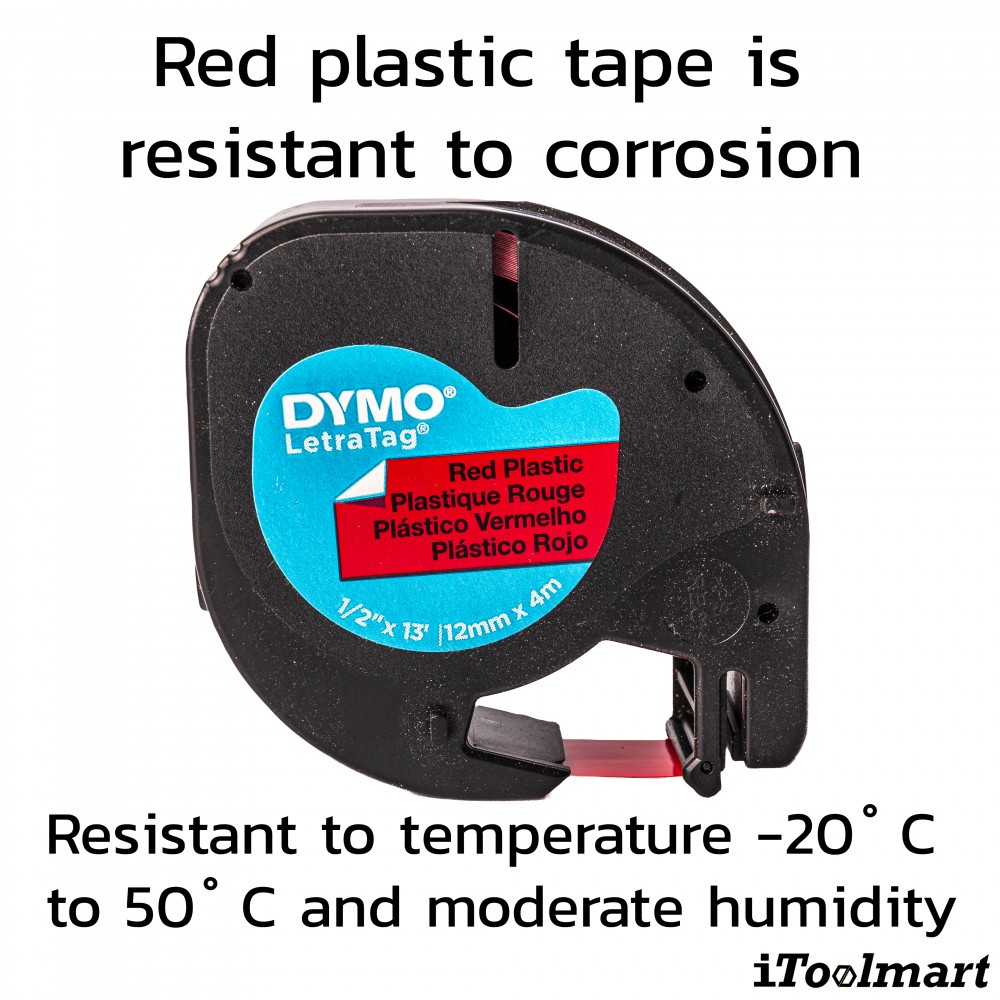 Tape plastic DYMO S0721630 Letratag 12 mm. x 4 m. RED