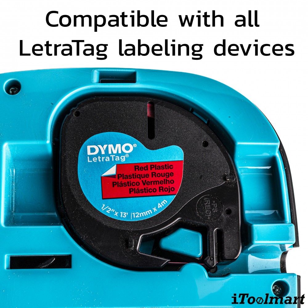 Tape plastic DYMO S0721630 Letratag 12 mm. x 4 m. RED