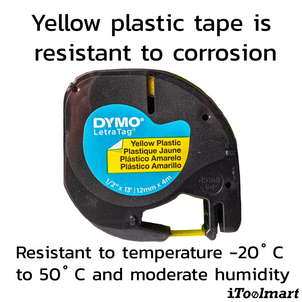Tape plastic DYMO S0721620 LETRATAG 12 mm. x 4 m. YELLOW
