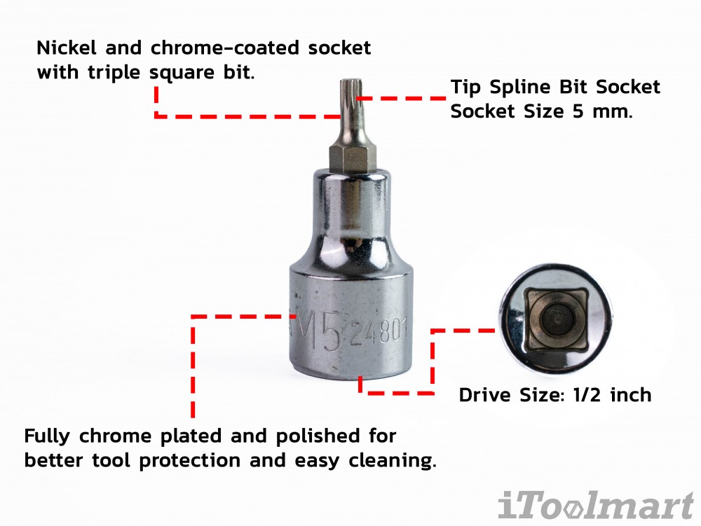 ลูกบล็อกเดือยโผล่ 1/2 นิ้ว 12PT SATA 24801 ขนาด M5x50 mm